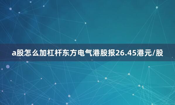 a股怎么加杠杆东方电气港股报26.45港元/股
